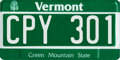 VT license plate CPY301