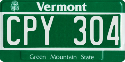 VT license plate CPY304