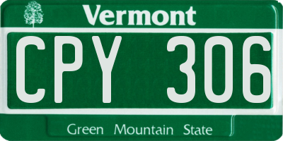 VT license plate CPY306
