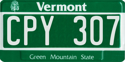 VT license plate CPY307