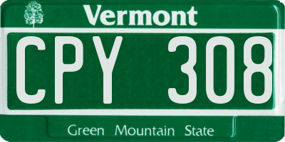 VT license plate CPY308