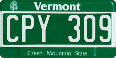 VT license plate CPY309