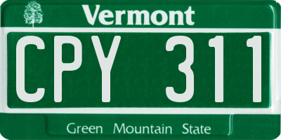 VT license plate CPY311