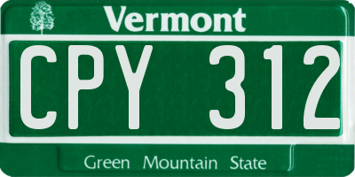 VT license plate CPY312