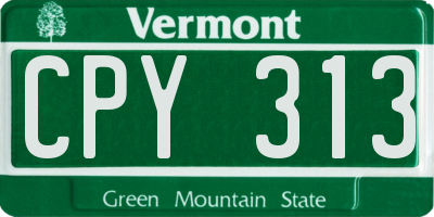VT license plate CPY313