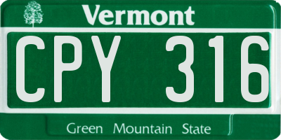 VT license plate CPY316