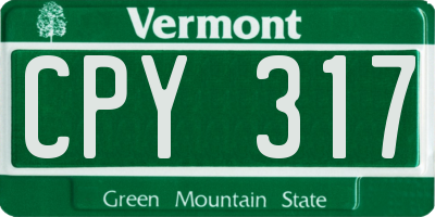VT license plate CPY317