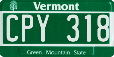 VT license plate CPY318