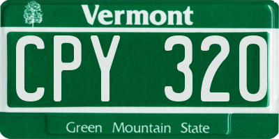 VT license plate CPY320