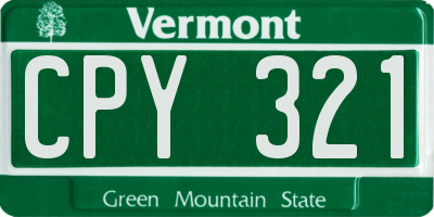 VT license plate CPY321