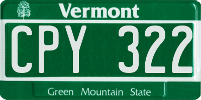 VT license plate CPY322