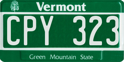 VT license plate CPY323
