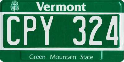 VT license plate CPY324