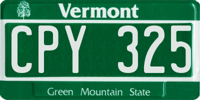 VT license plate CPY325