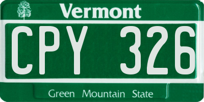 VT license plate CPY326