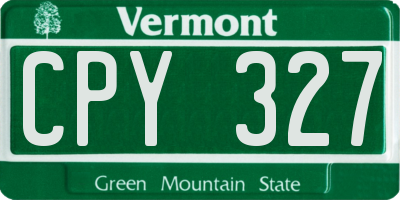 VT license plate CPY327