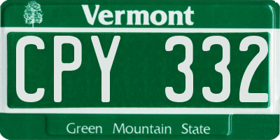 VT license plate CPY332