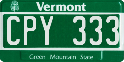 VT license plate CPY333