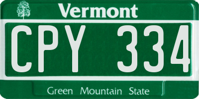 VT license plate CPY334