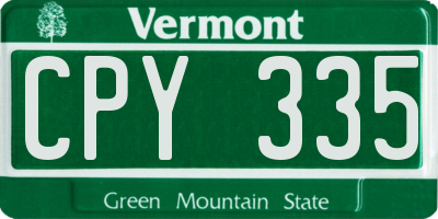 VT license plate CPY335
