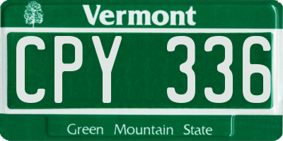 VT license plate CPY336