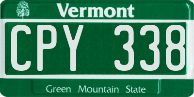 VT license plate CPY338