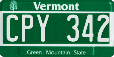 VT license plate CPY342