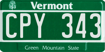 VT license plate CPY343