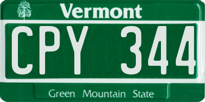 VT license plate CPY344