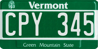 VT license plate CPY345
