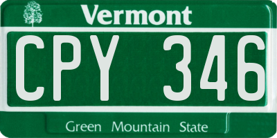 VT license plate CPY346