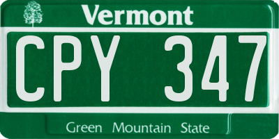 VT license plate CPY347