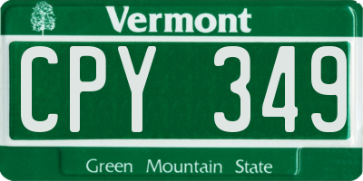 VT license plate CPY349