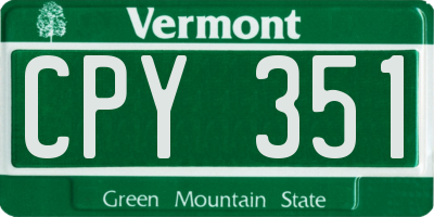 VT license plate CPY351