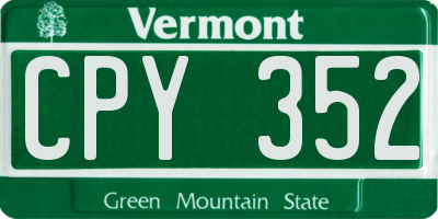 VT license plate CPY352