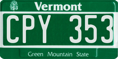 VT license plate CPY353