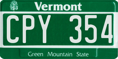 VT license plate CPY354