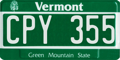 VT license plate CPY355