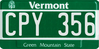 VT license plate CPY356