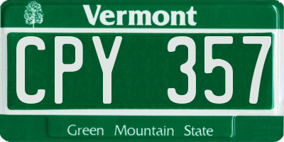 VT license plate CPY357