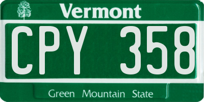 VT license plate CPY358