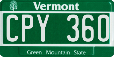 VT license plate CPY360