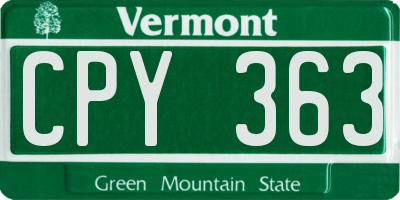 VT license plate CPY363