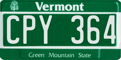 VT license plate CPY364