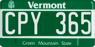VT license plate CPY365