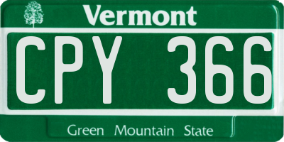 VT license plate CPY366