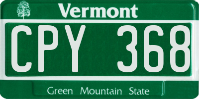 VT license plate CPY368