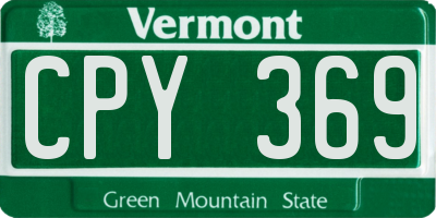 VT license plate CPY369
