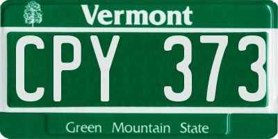 VT license plate CPY373