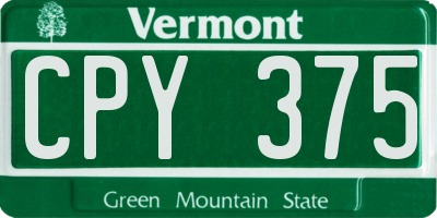 VT license plate CPY375